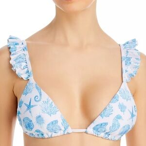 NWT Aqua Ruffled Strap Tie Back Bikini Top Swimwear Aqua